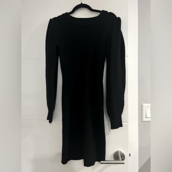 Vici Black sweater Dress with Long Puff Sleeves for Night Out - Picture 2 of 2